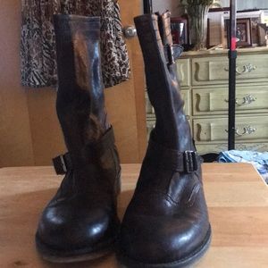 Ankle boots, Man Made, Leather Upper zipper back
